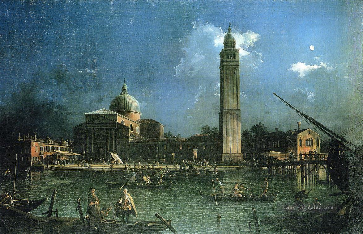 Nacht Feier vor der Kirche von San Pietro di Castello Canaletto Venedig Ölgemälde